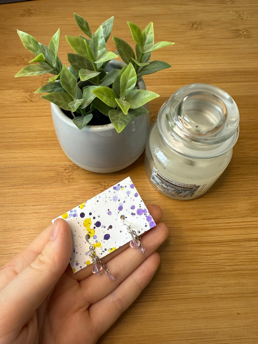 Stříbrné visací náušnice s růžovým diamentem