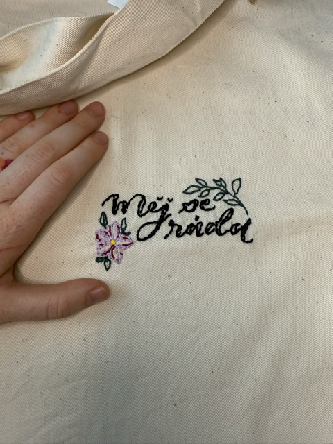 Měkká plátěná taška s výšivkou (tři barvy)