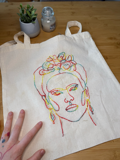 Taška s výšivkou Frida Kahlo