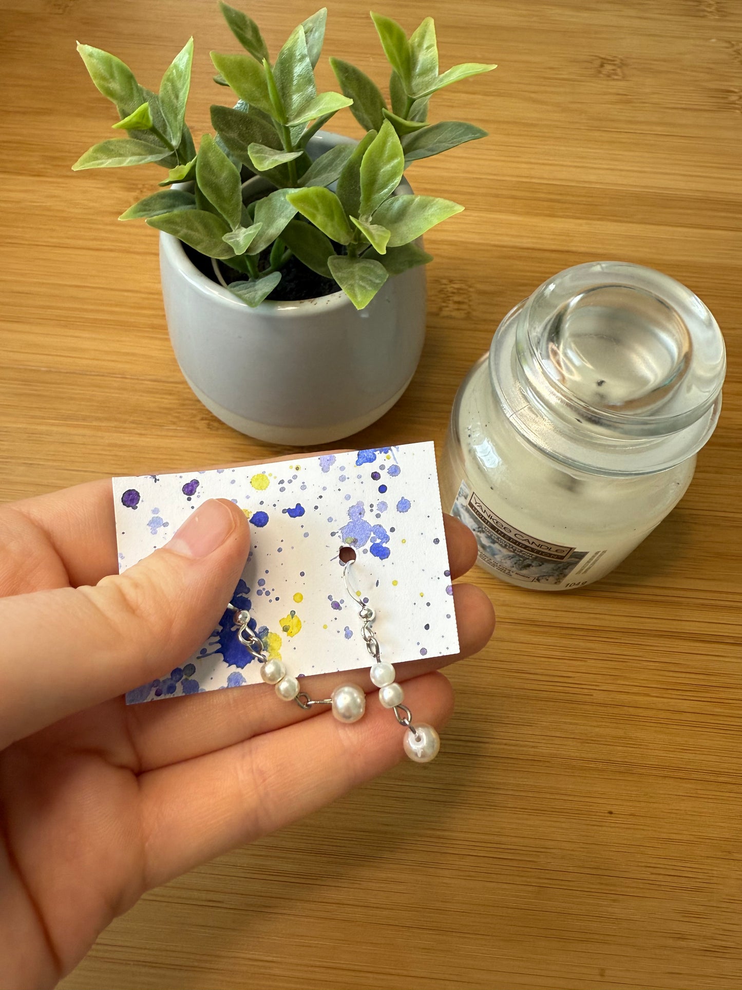 Perličkové visací náušnice stříbrné