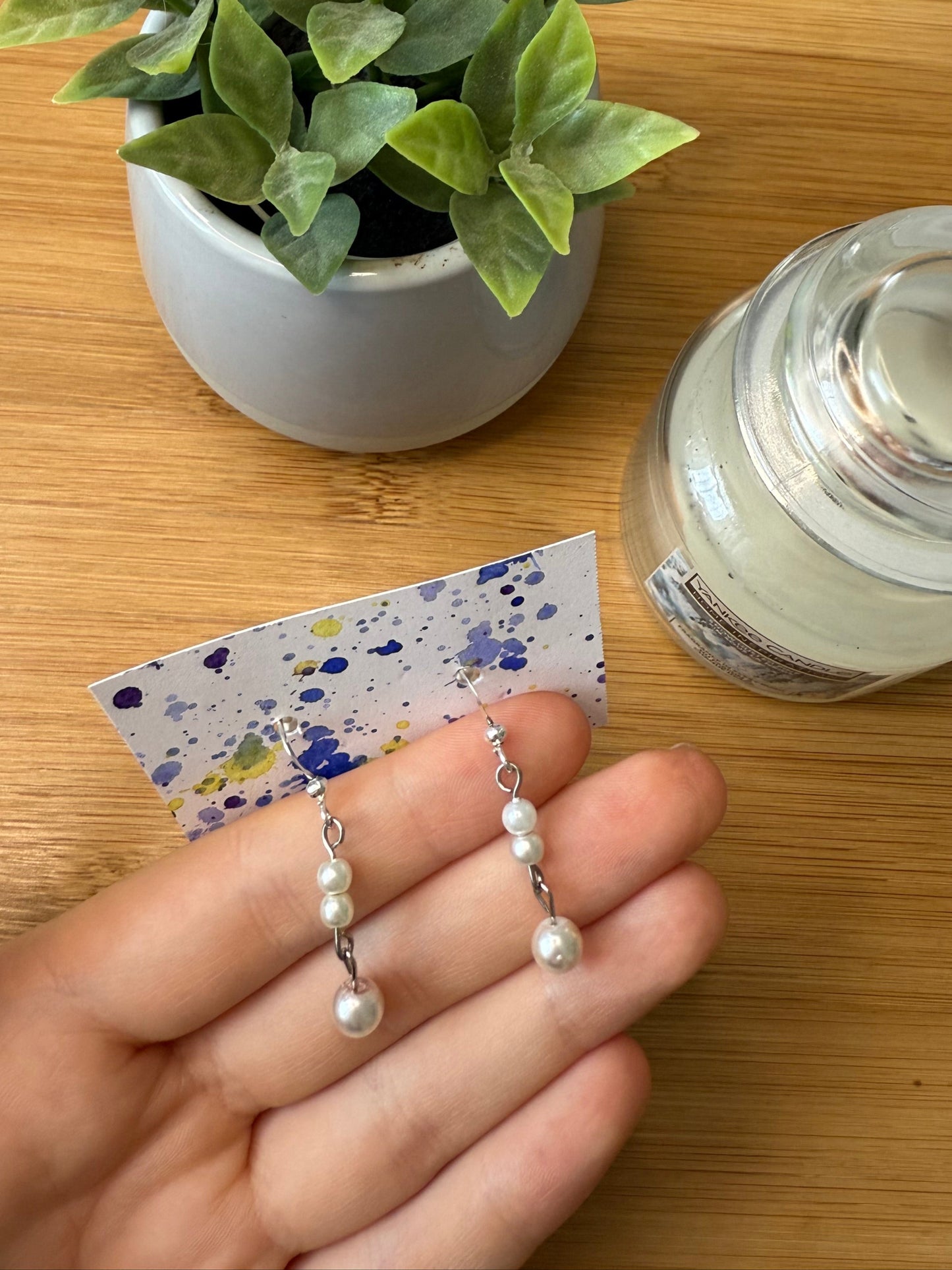 Perličkové visací náušnice stříbrné