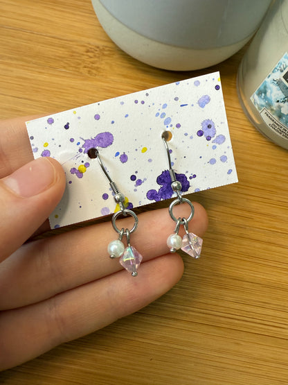 Stříbrné náušnice perlička a diamant