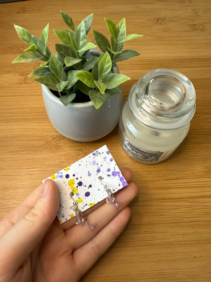 Stříbrné visací náušnice s růžovým diamentem