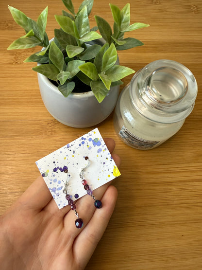 Visací stříbrné fialové náušnice