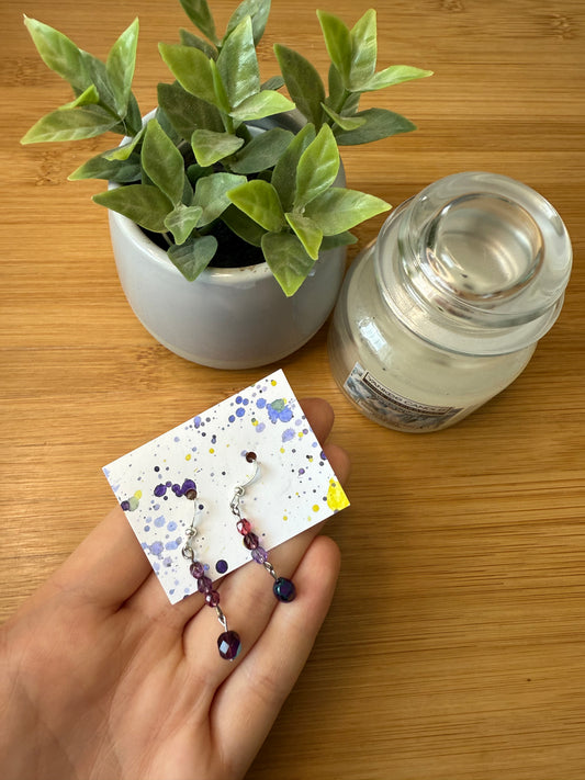 Visací stříbrné fialové náušnice