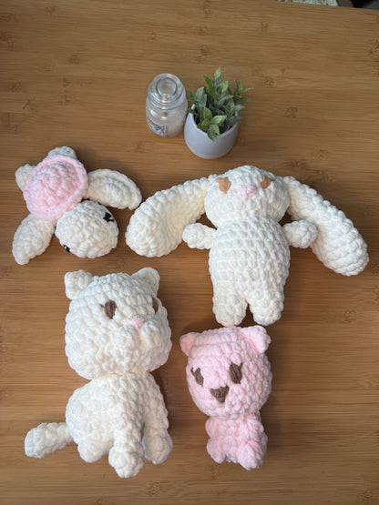 Háčkované zvířátka různé druhy (kočka, želva, medvěd, zajíc)
