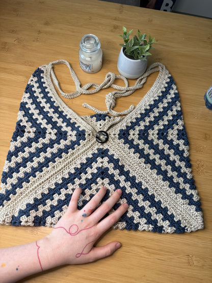 Háčkováná crossbody ze lna a bavlny