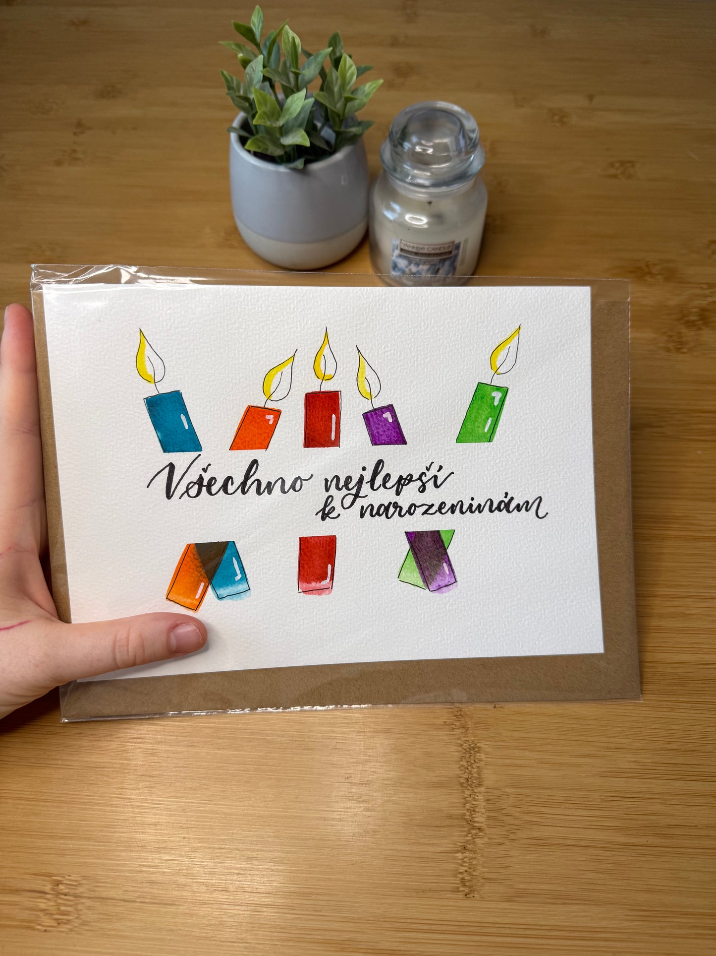 Přání "Všechno nejlepší k narozeninám" s obálkou