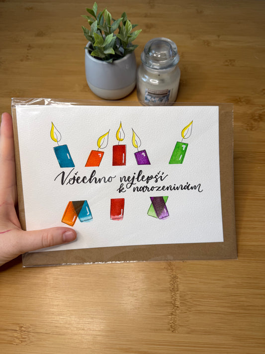Přání "Všechno nejlepší k narozeninám" s obálkou