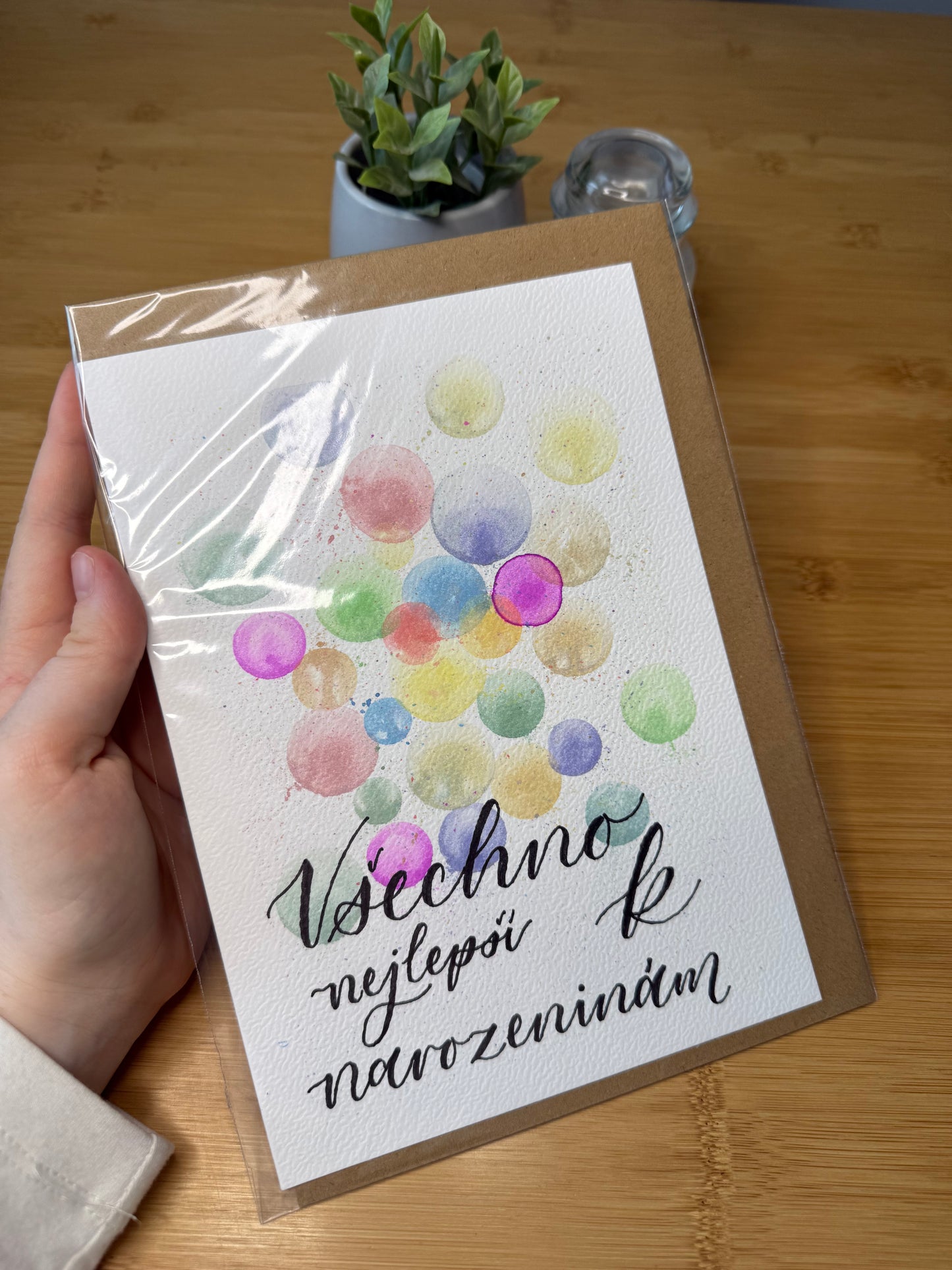 Přání "Všechno nejlepší k narozeninám" s obálkou