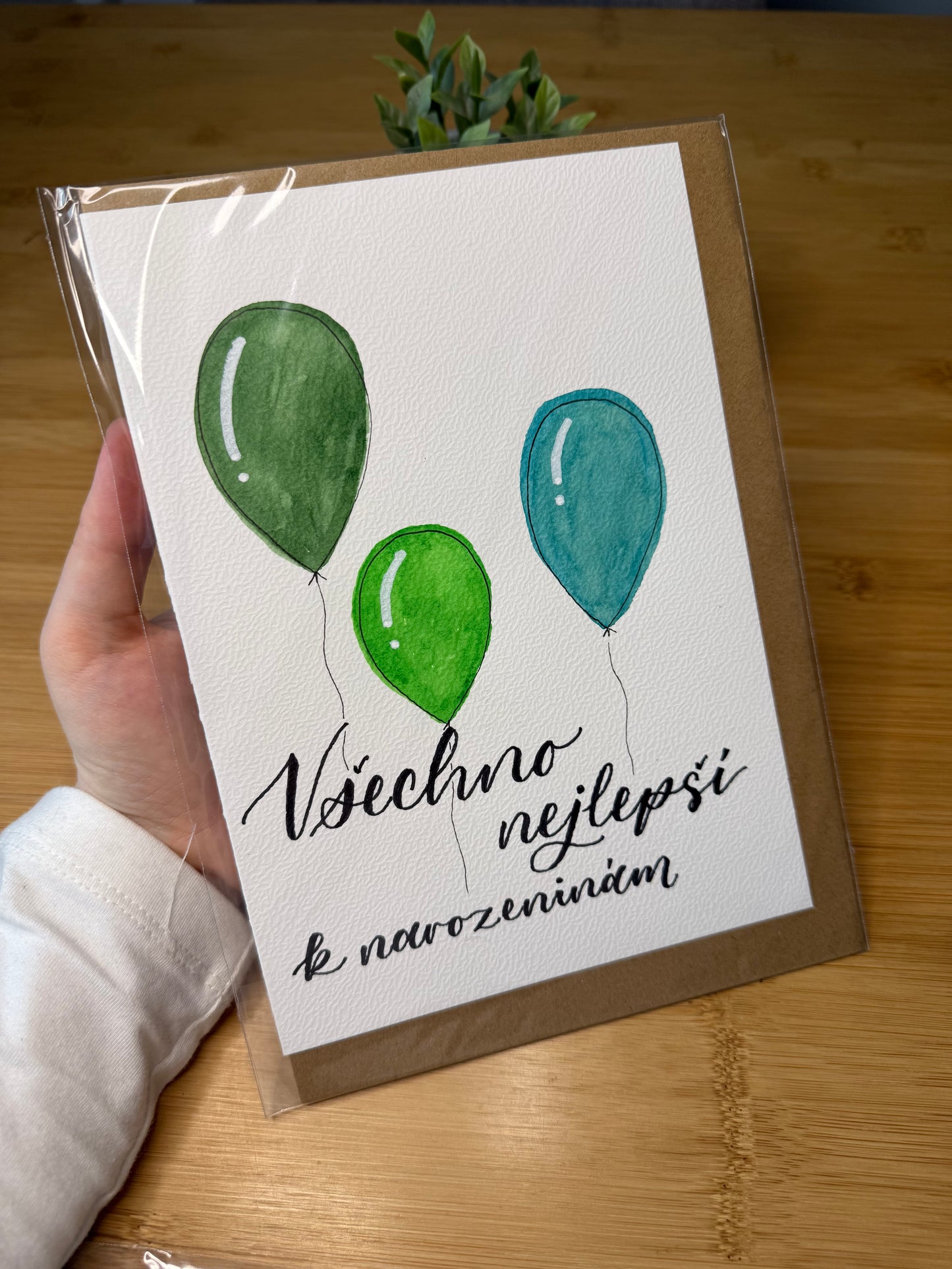 Přání "Všechno nejlepší k narozeninám" s obálkou