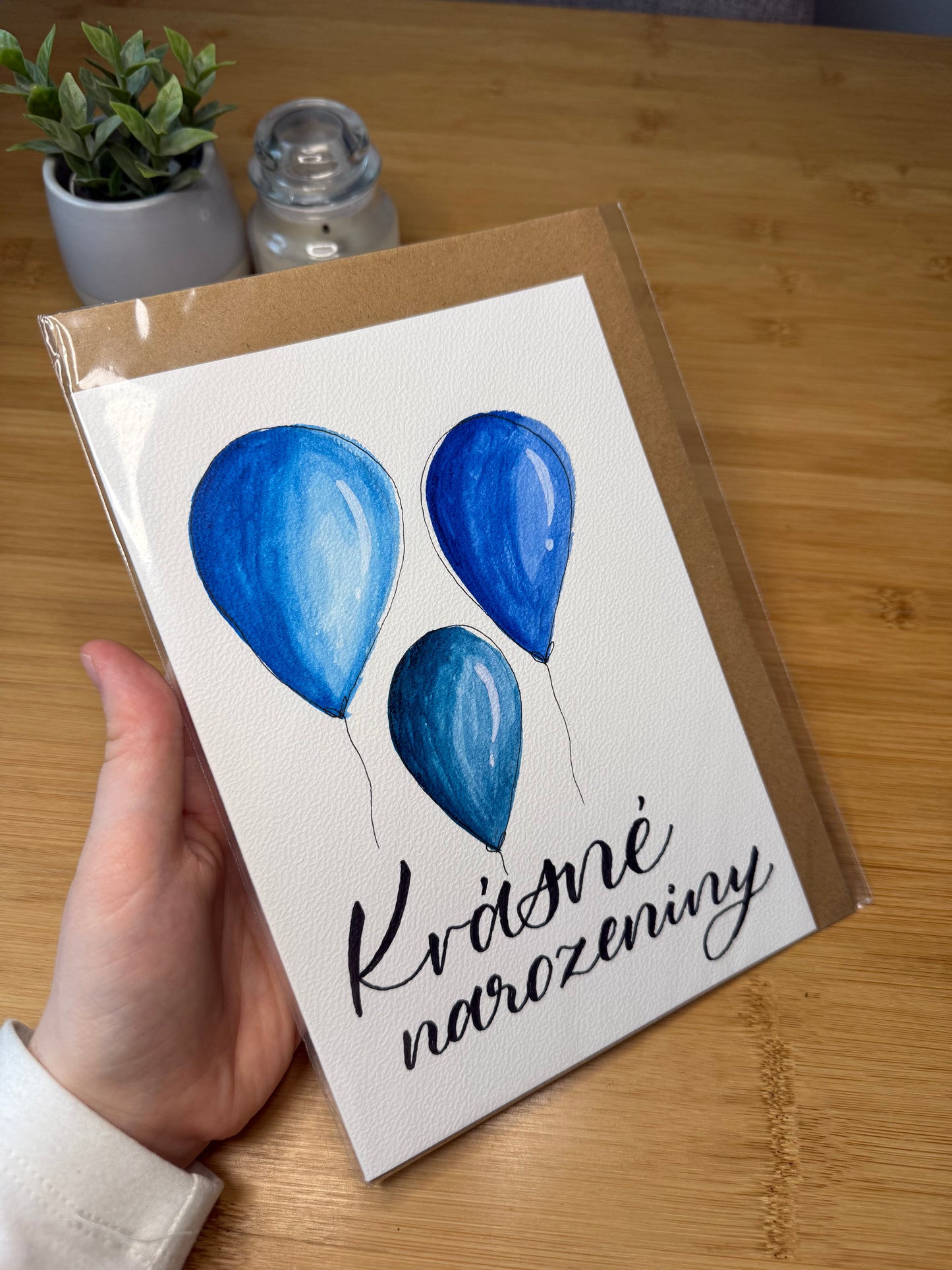 Přání "Krásné narozeniny" s obálkou