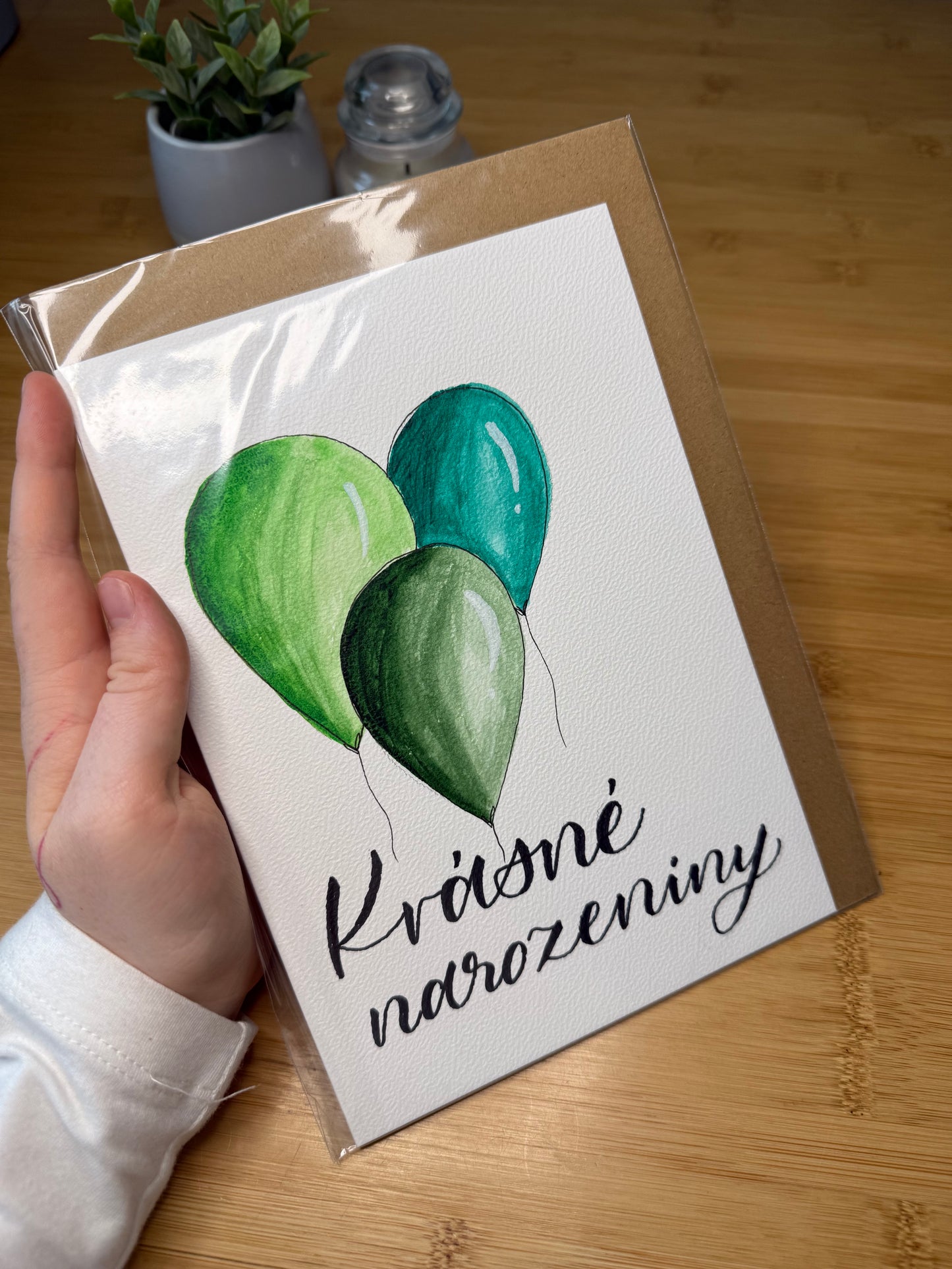 Přání "Krásné narozeniny" s obálkou