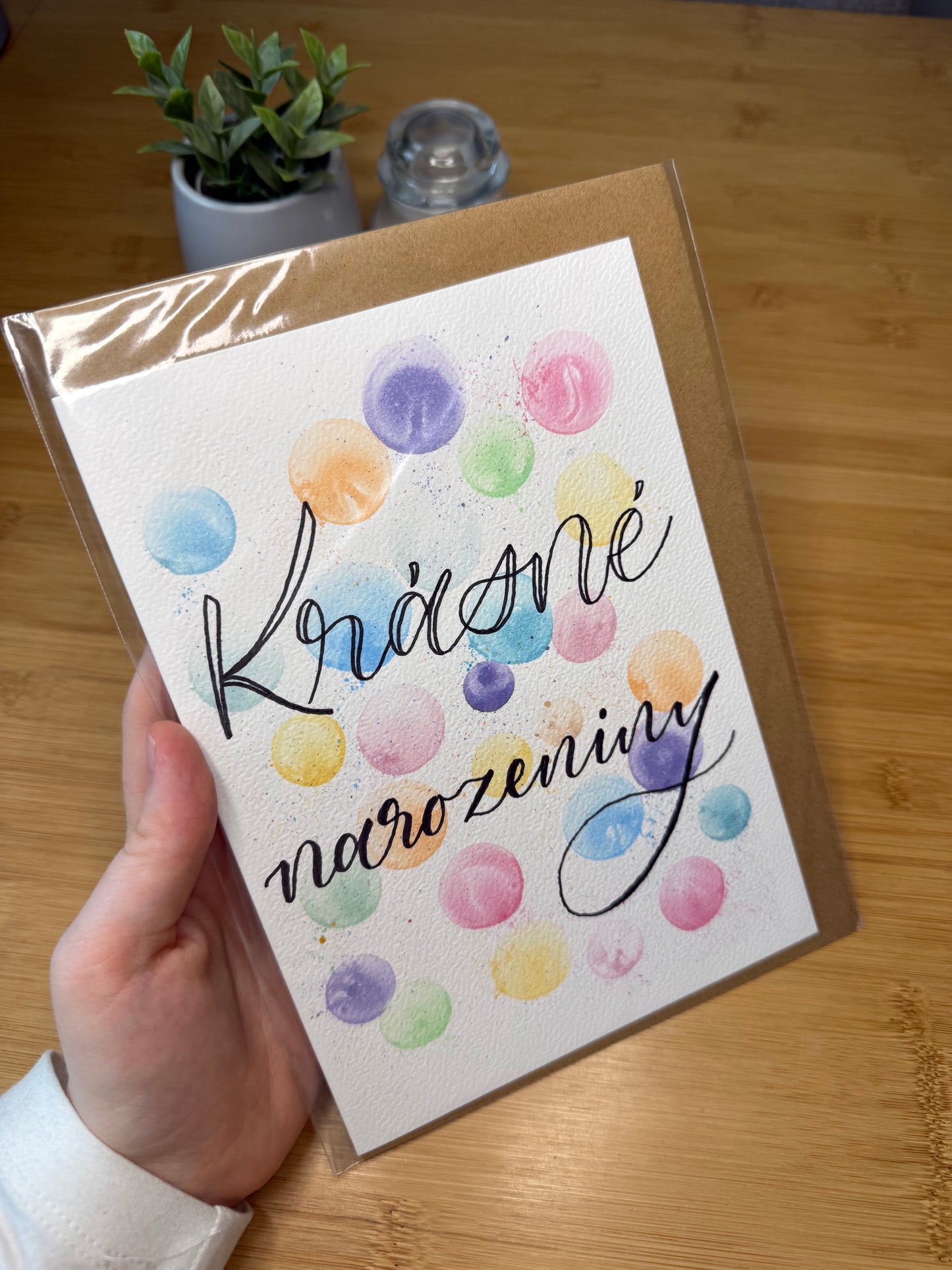 Přání "Krásné narozeniny" s obálkou